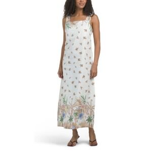 Spighe Di Lino | Dresses | Spighe Di Lino Multi Medium Made In Italy Linen  Blend Sicily Print Maxi Nwt | Poshmark